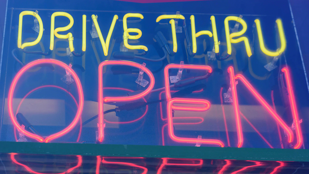 Drive Thru Open Sign Banish Cravings With Boombod